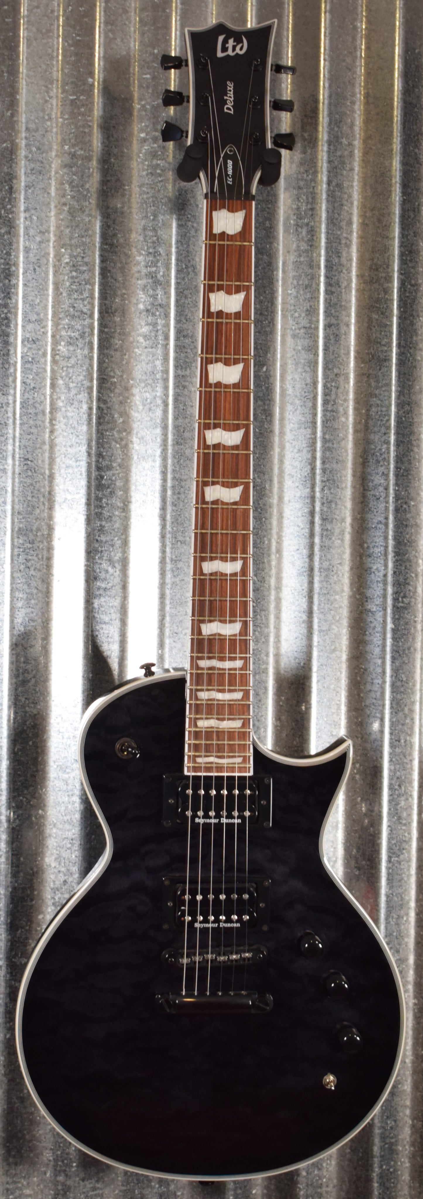 ESP LTD EC-1000 Piezo Bridge Quilt Top See Through Black Guitar EC1000PIEZOQMSTBLK #1983 B Stock
