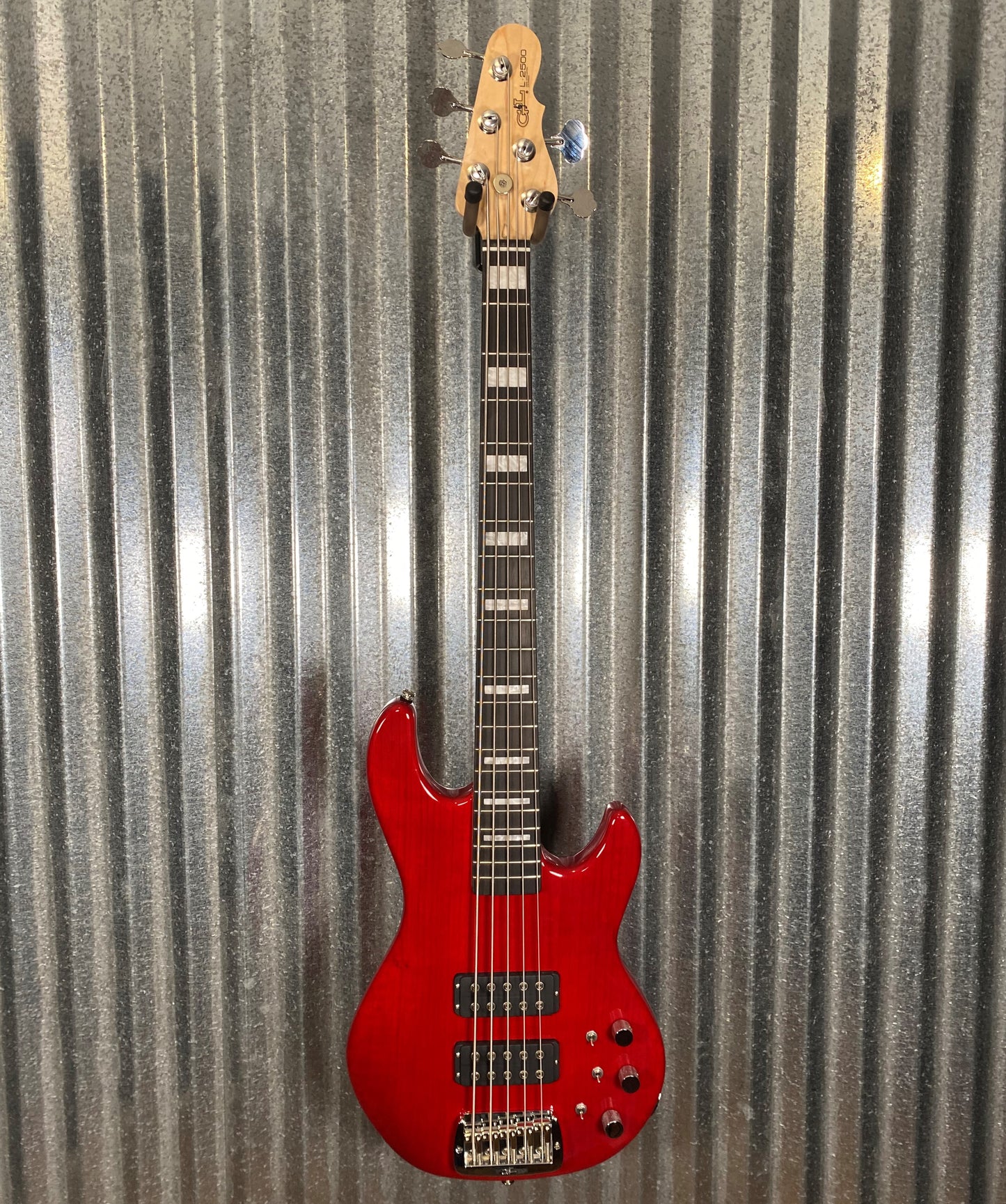 G&L USA Custom L-2500 Clear Red 5 String Bass & Case L2500 #0286