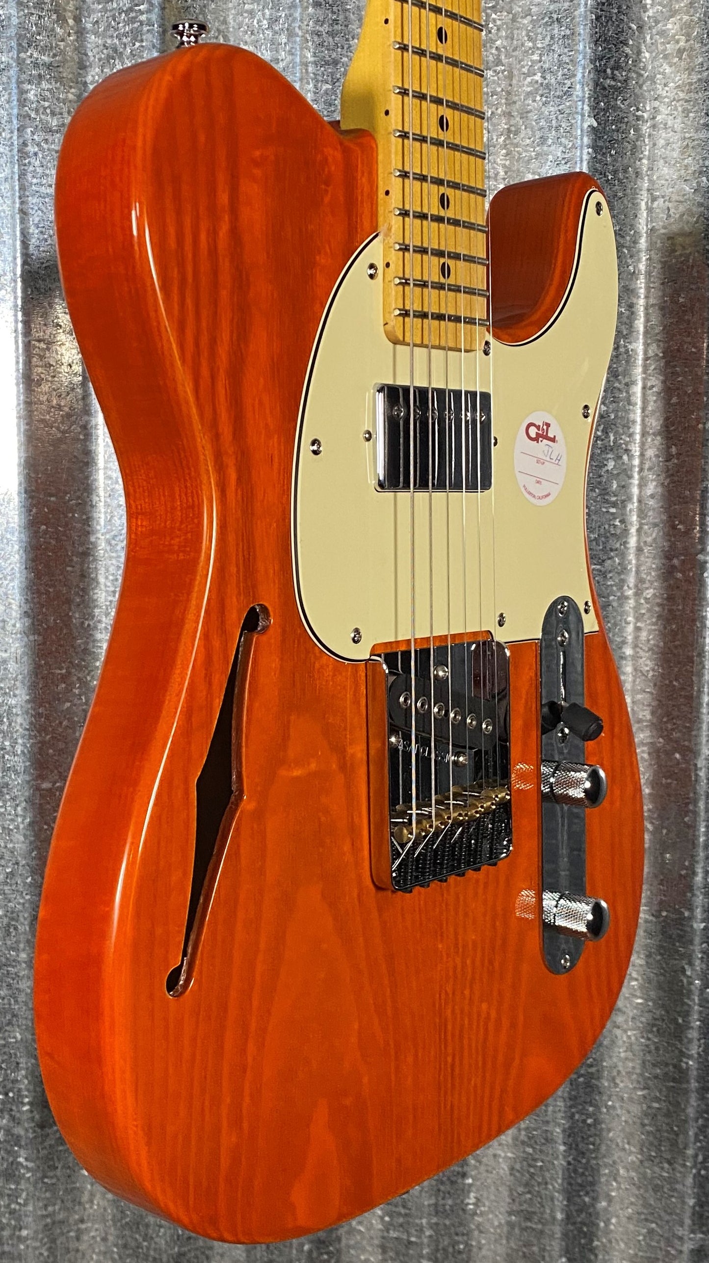 G&L Tribute ASAT Classic Bluesboy Clear Orange Semi Hollow Guitar Blem #7141