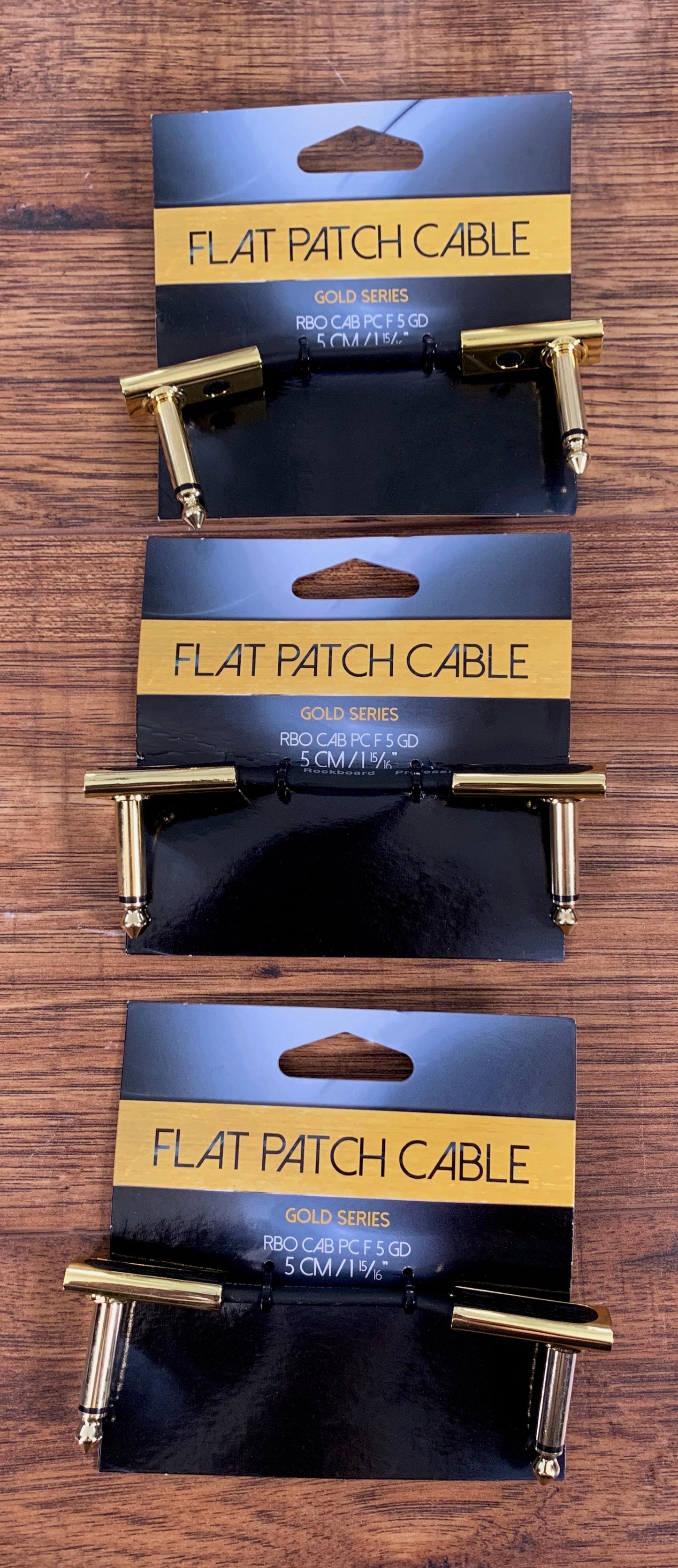 Warwick Rockboard Flat Patch Guitar Bass Pedalboard Cable 5 cm 1.97" Gold 3 Pack