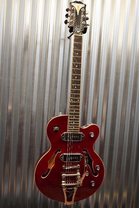 Ephiphone Wildkat Semi Hollow Bigsby Flame Top Wine Red Guitar & Case