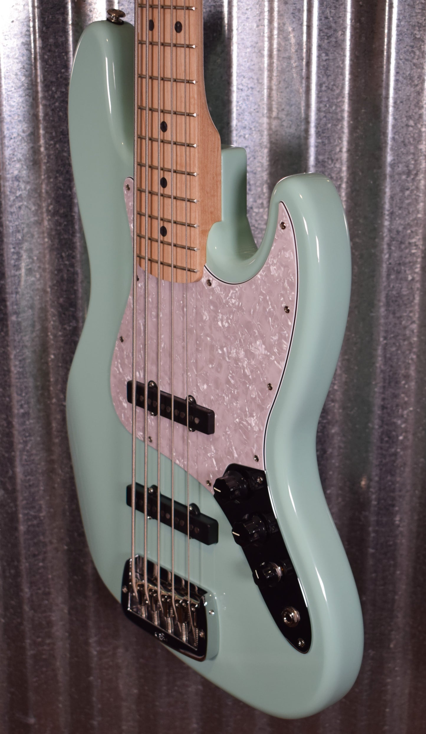 G&L USA JB-5 Surf Green 5 String Jazz Bass Maple Satin Neck & Case #6259