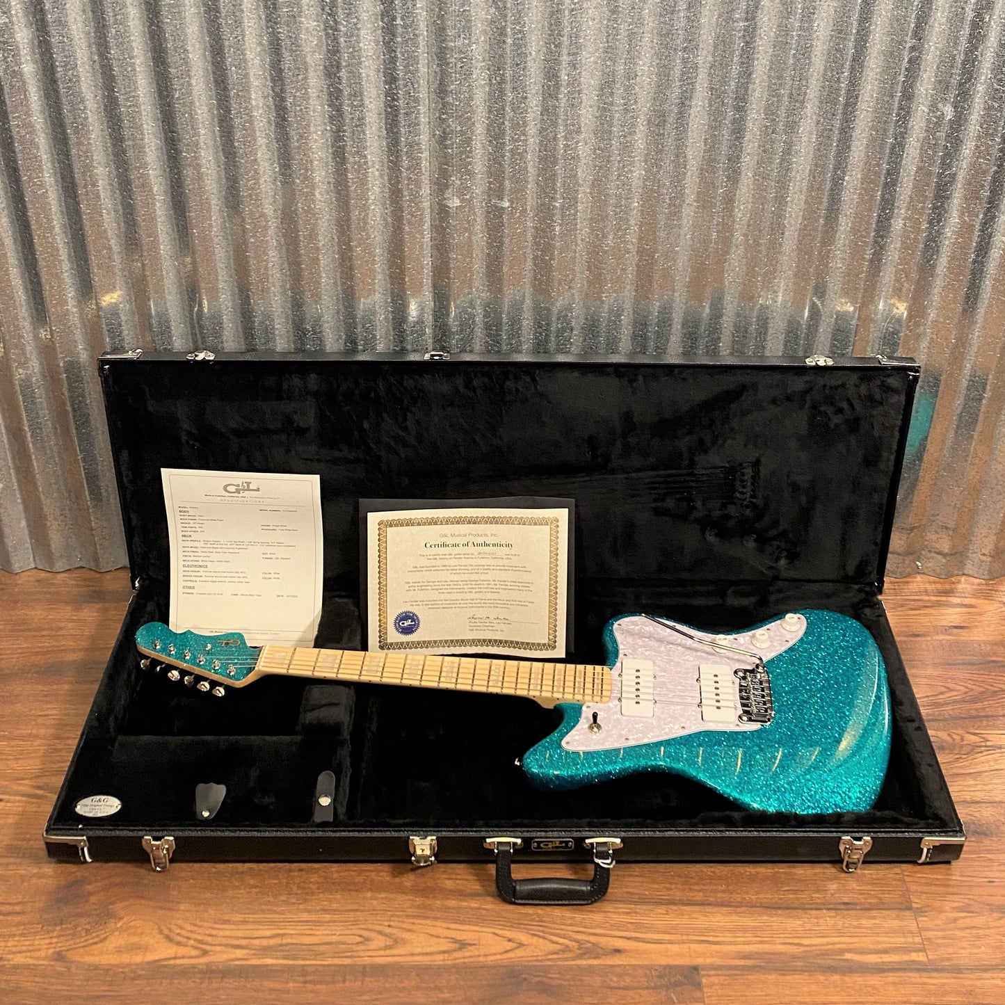 G&L USA Doheny Turquoise Metal Flake Guitar & Case #6225