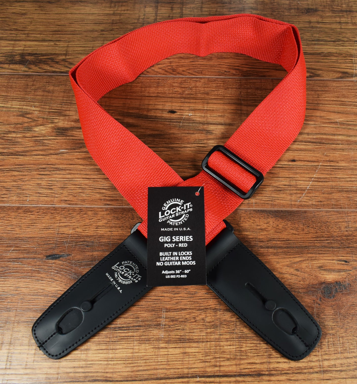 LOCK-IT Straps Polypro Series 2" Red Poly Guitar Bass Strap 002 P2-RED