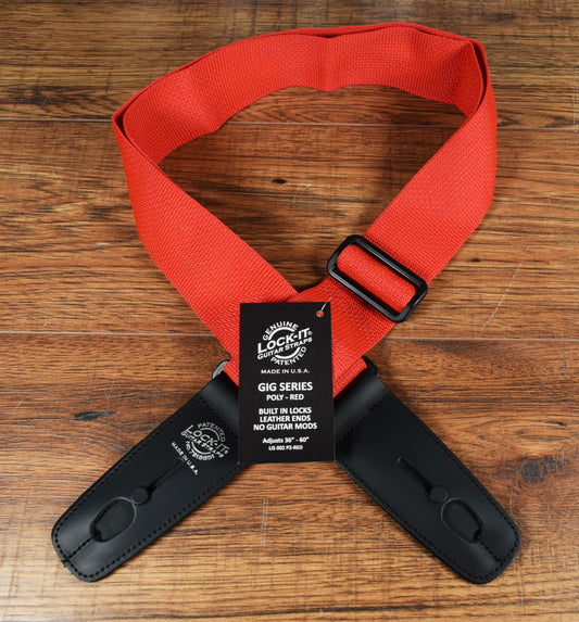 LOCK-IT Straps Polypro Series 2" Red Poly Guitar Bass Strap 002 P2-RED