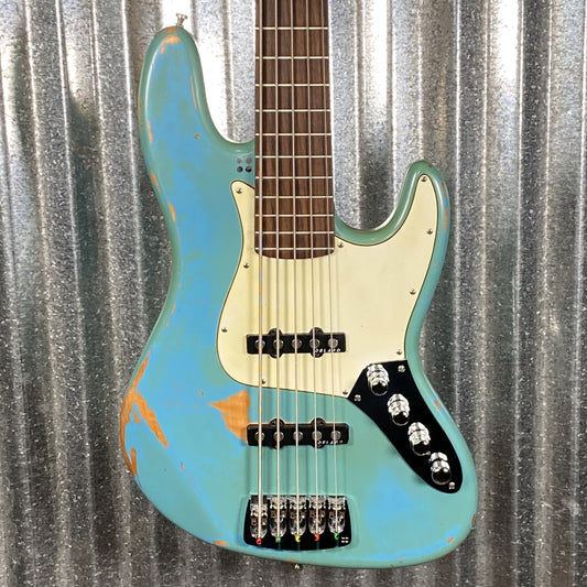 Sandberg TT 5 String Jazz Bass Hardcore Relic Roquefort Blue & Bag 2010 #11452