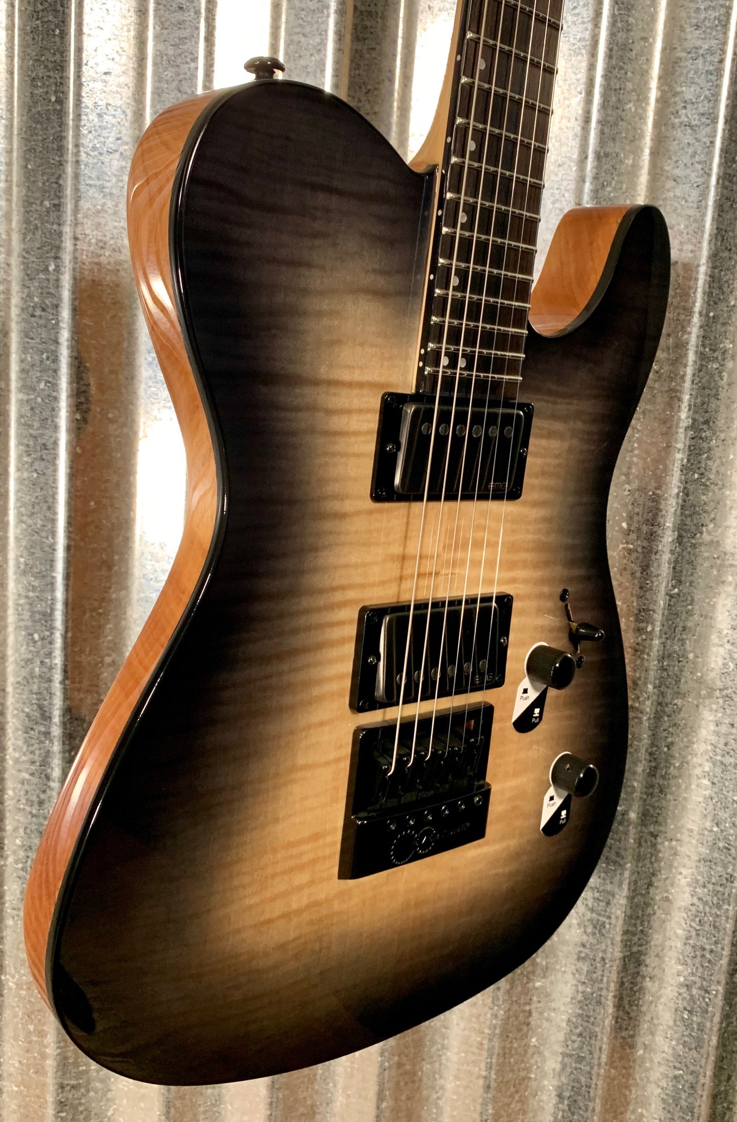 ESP LTD TE-1000 Evertune Black Natural Burst Guitar & Case TE1000ETFMBLKNB #0187
