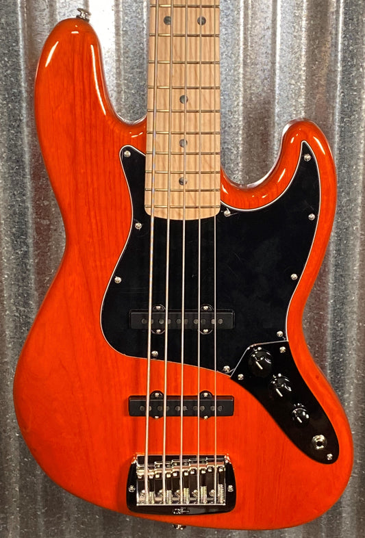 G&L USA JB5 Clear Orange 5 String Bass & Case JB-5 #7091