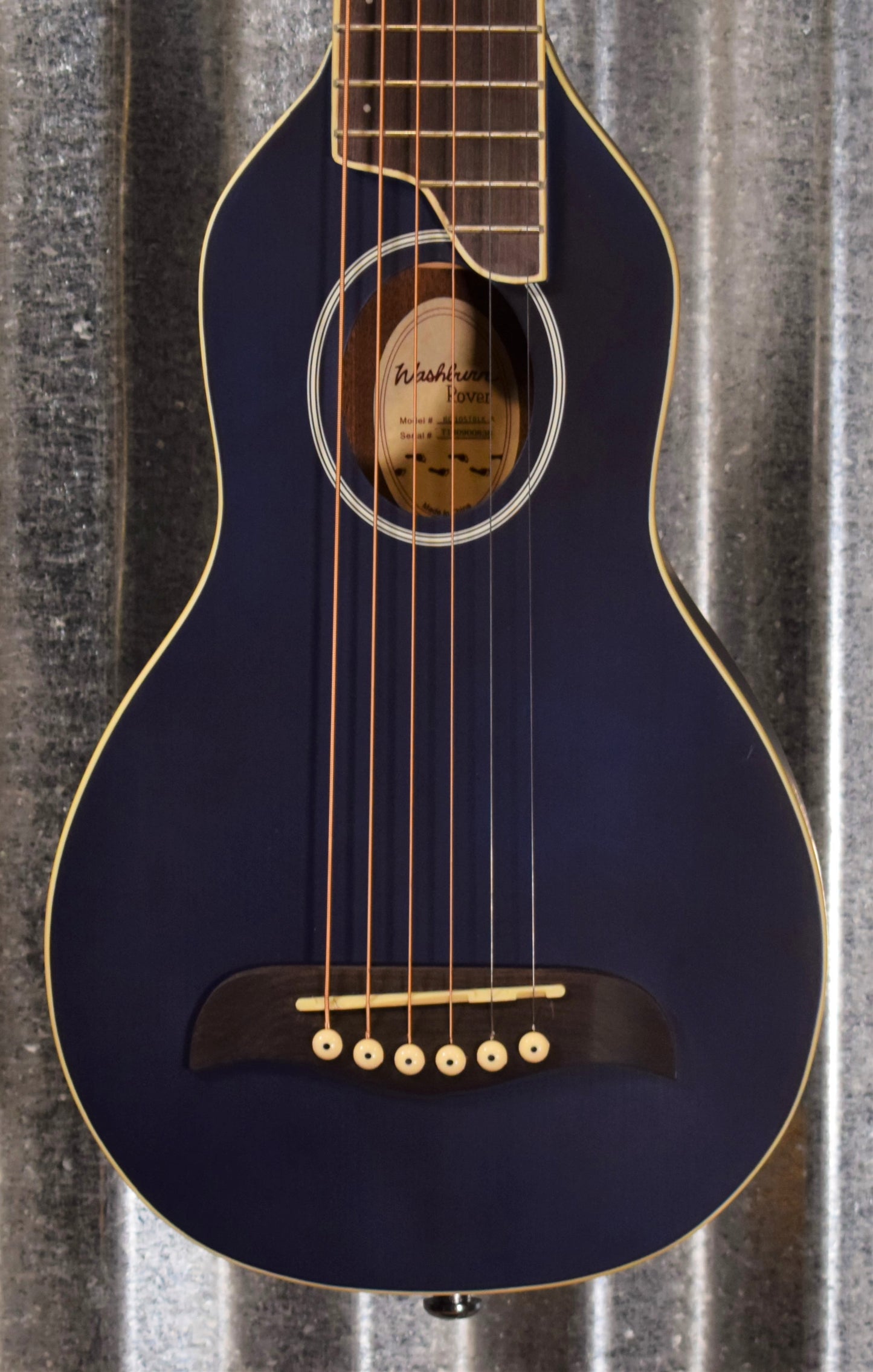 Washburn Guitars Rover RO-10 Trans Blue Travel Guitar & Case RO10STBLK #0838