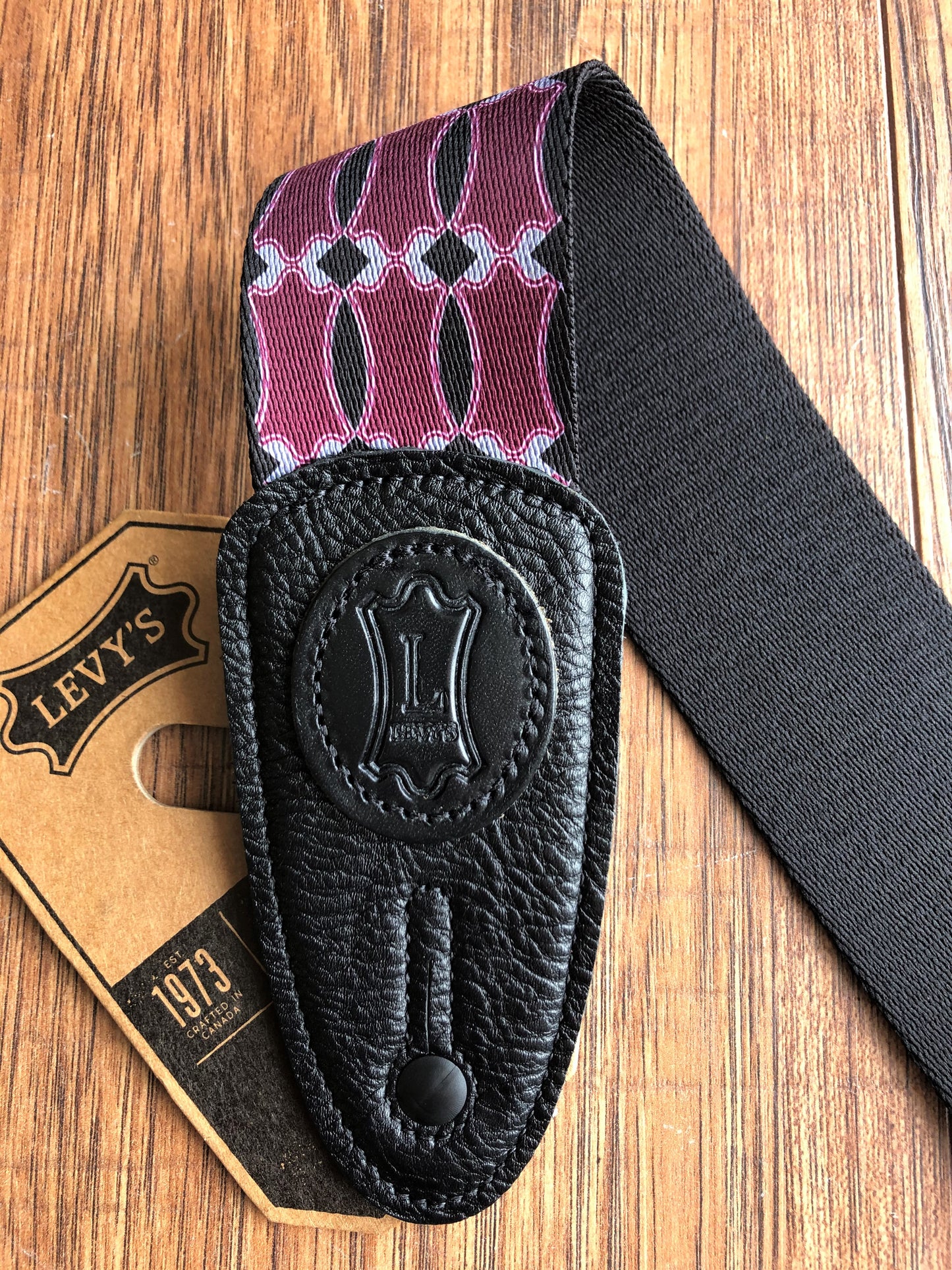 Levy's MPLL-001 2" Adjustable Print Poly Guitar & Bass Strap Burgundy