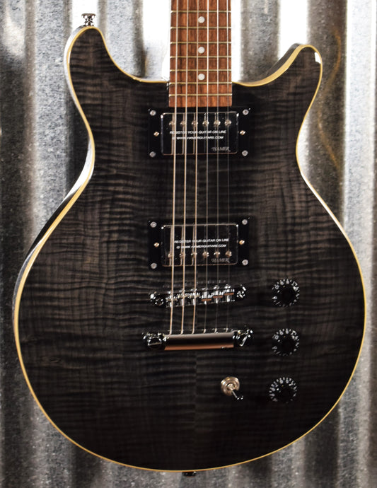 Hamer Archtop Flame Trans Black Double Cut Electric Guitar SATF-TBK #0201