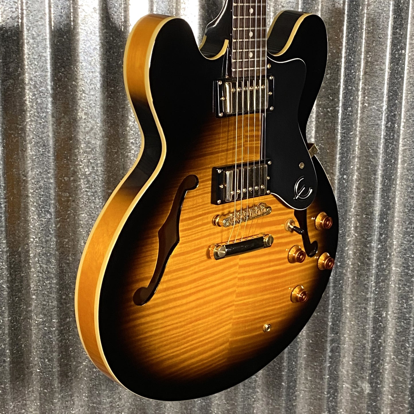 Epiphone ES 335 DOT Deluxe Flame Top Vintage Sunburst Guitar & Case #0998 Used