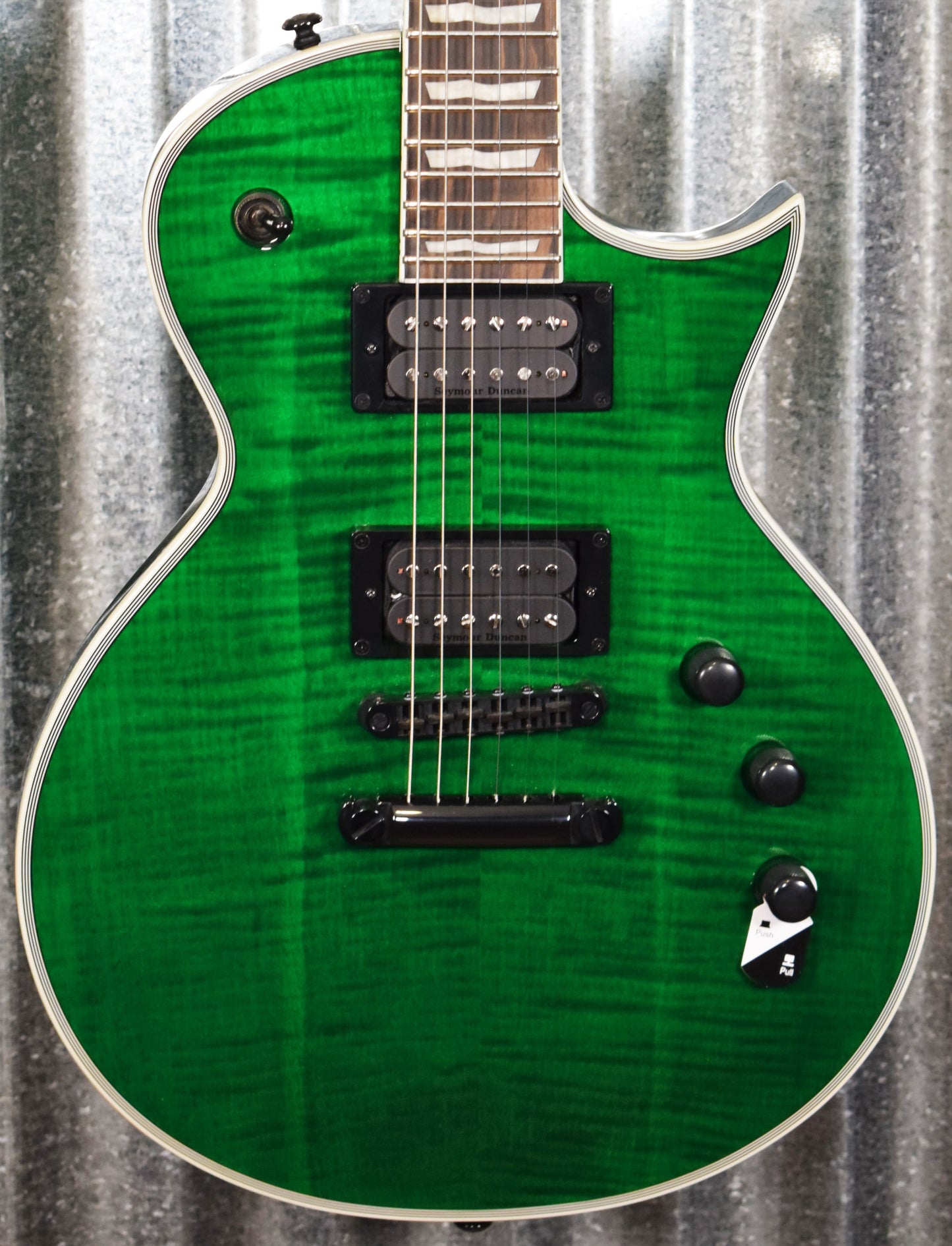 ESP LTD EC-1000 Flame See Thru Green Seymour Duncan Guitar LEC1000FMSTG #0944