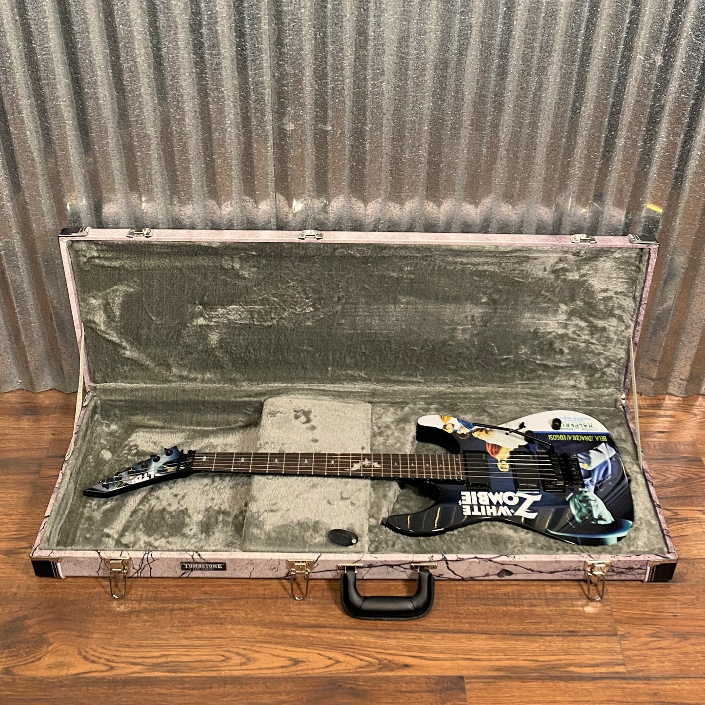 ESP LTD KH-WZ Kirk Hammett White Zombie Graphic EMG Guitar & Tombstone Case #2254 Used