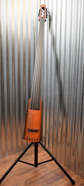 NS Design NXT 5 String Electric Upright Double Bass Flame Amber Burst & Stand
