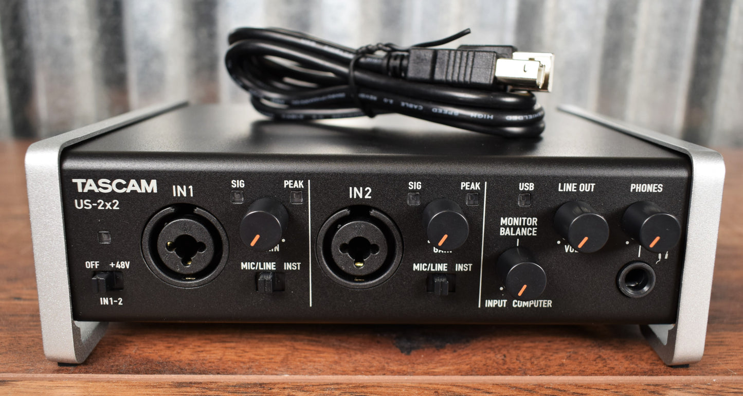 Tascam US-2x2 TP-CU Track Pack US-2x2 USB Audio Recording Interface TM-80 Mic & TH-02 Headphones Bundle