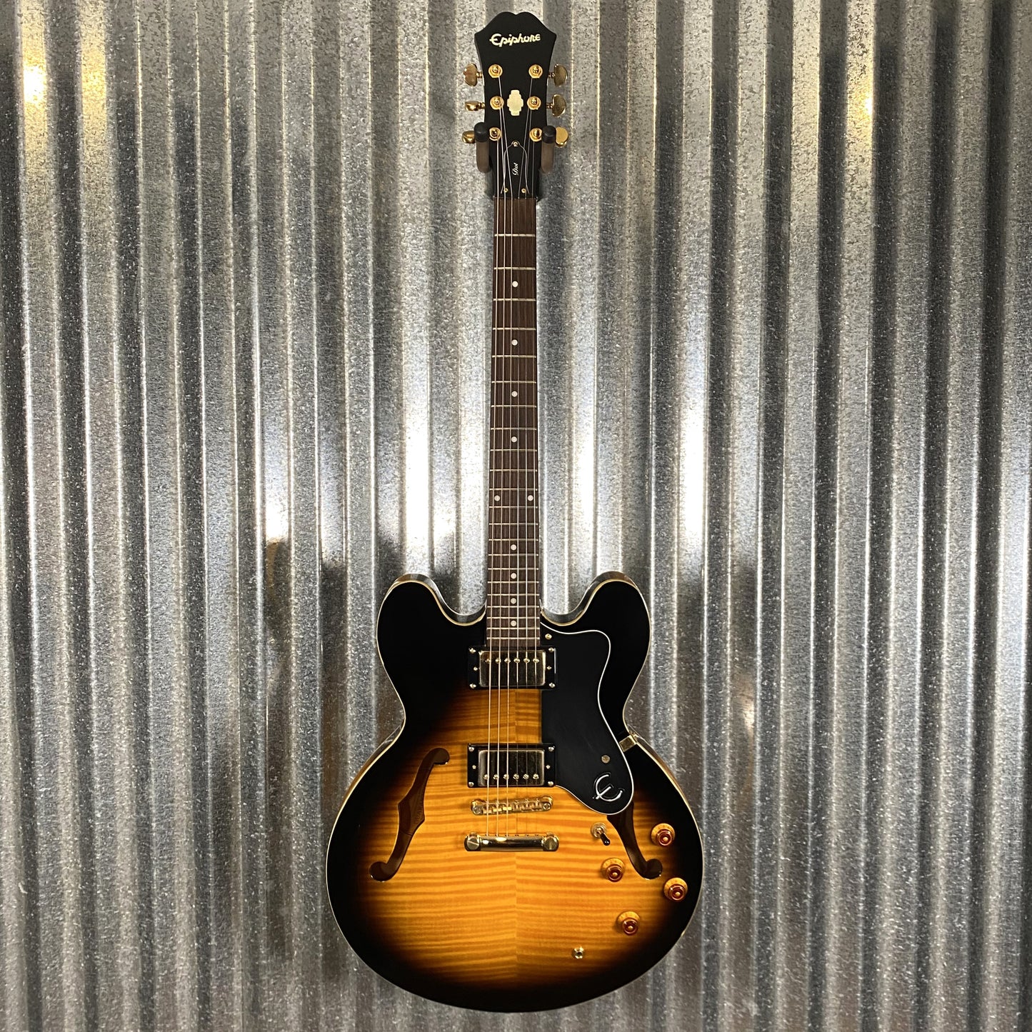 Epiphone ES 335 DOT Deluxe Flame Top Vintage Sunburst Guitar & Case #0998 Used