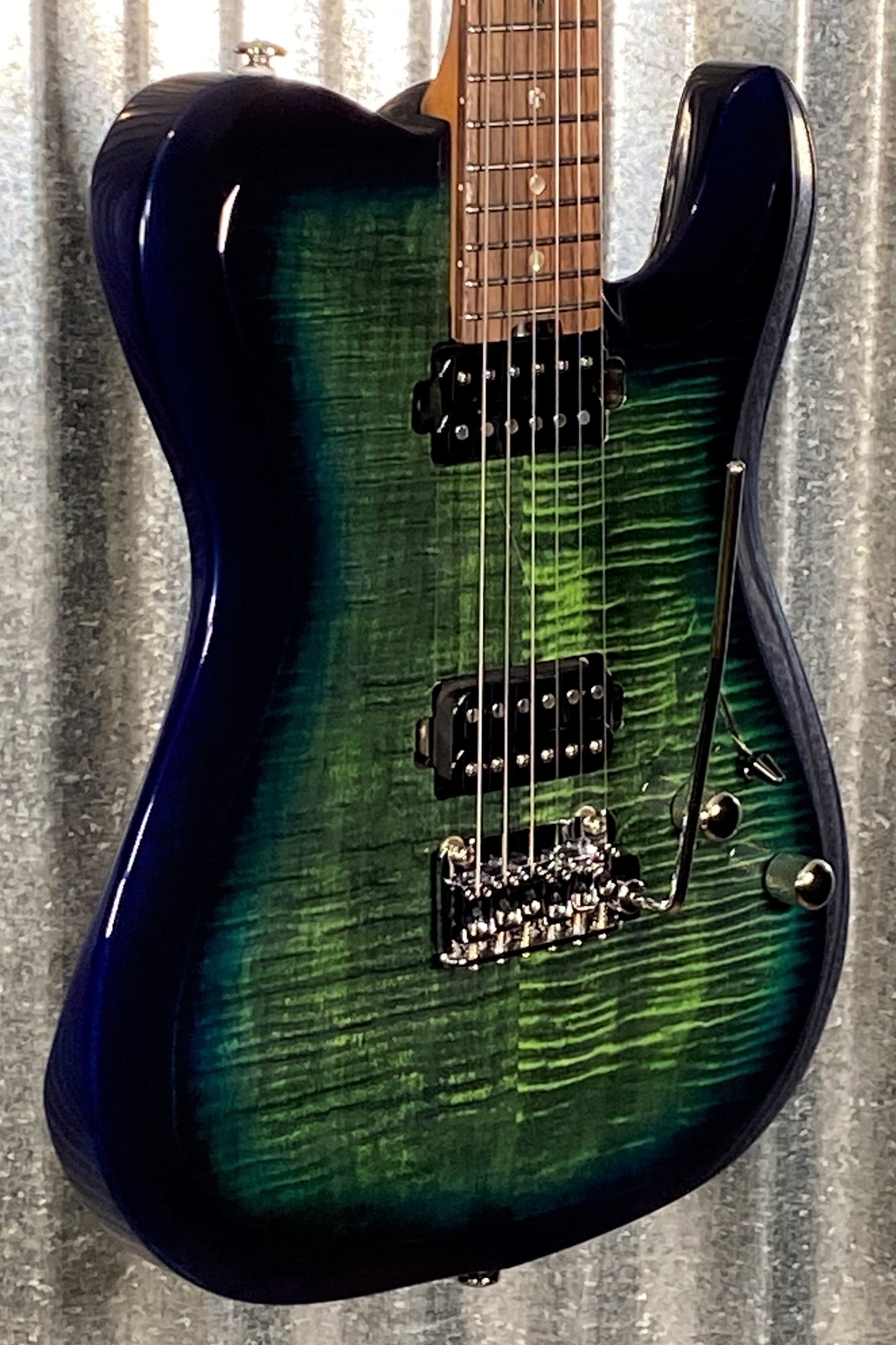 Musi Virgo Fusion Telecaster HH Deluxe Tremolo Greenburst Guitar #5034 Used