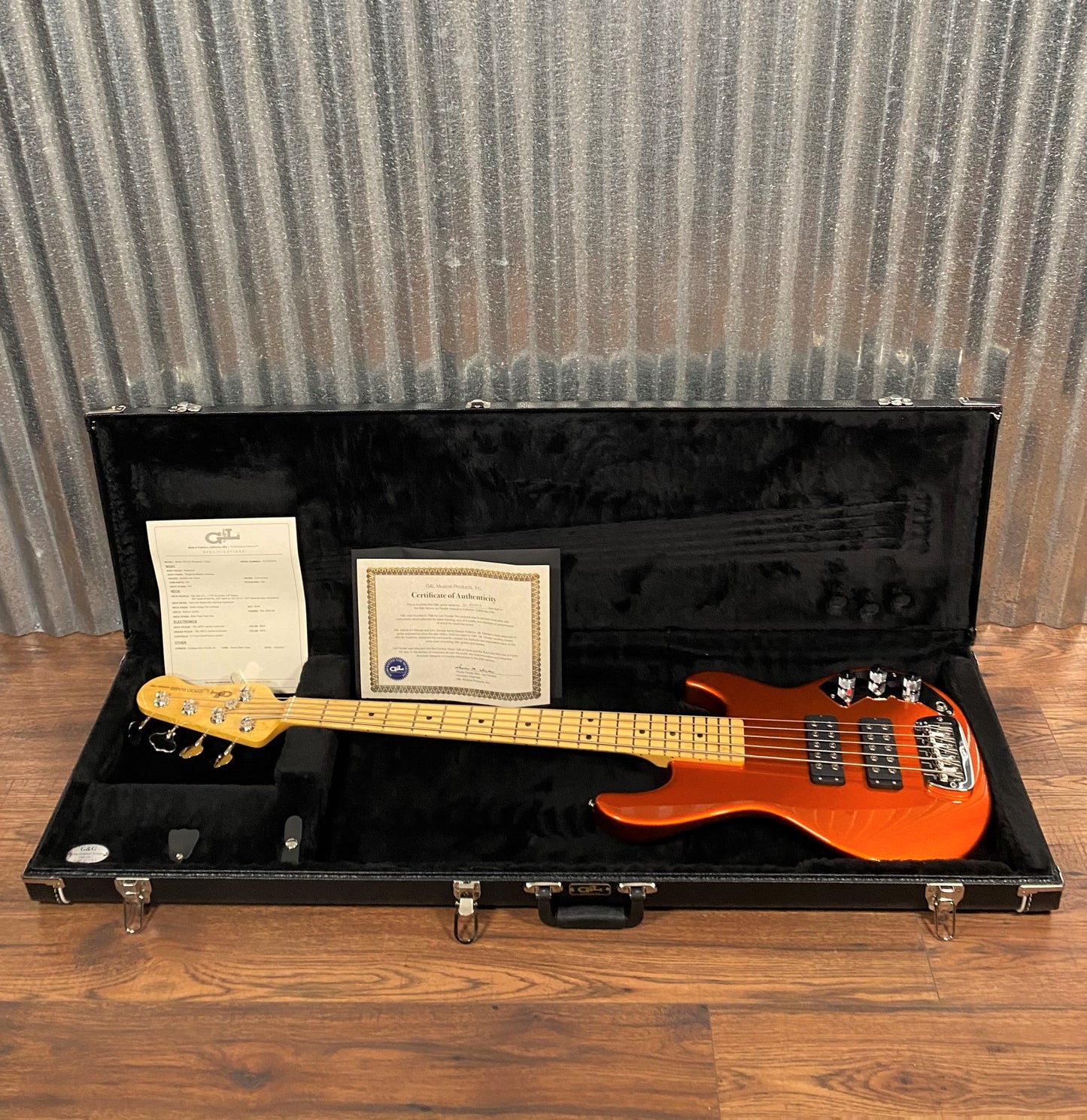 G&L USA CLF L-2500 S750 Tangerine 5 String Bass & Case #3319
