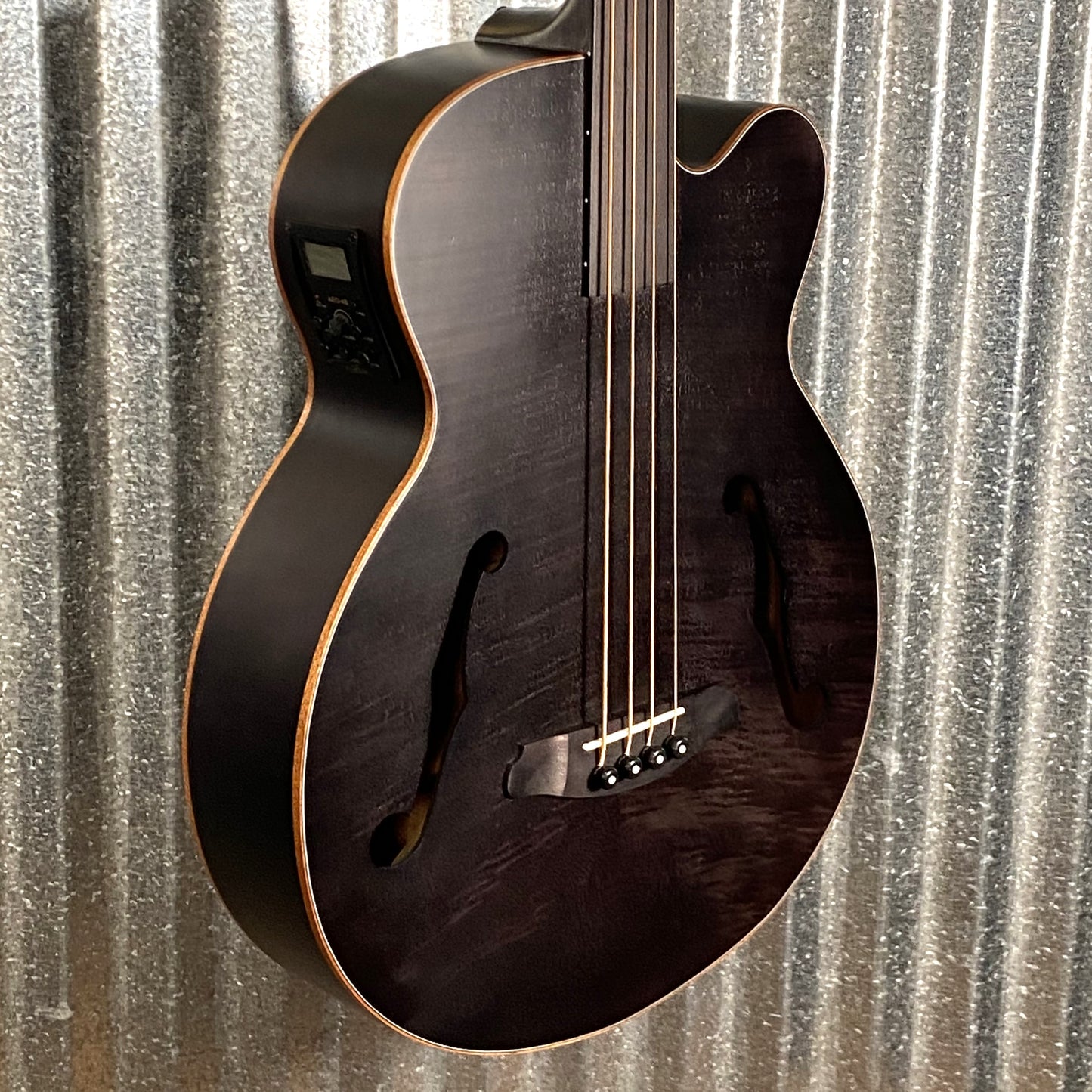 Aria Pro FEB-F2/FL 4 String Acoustic Electric Fretless Bass Black Stain & Bag #9506