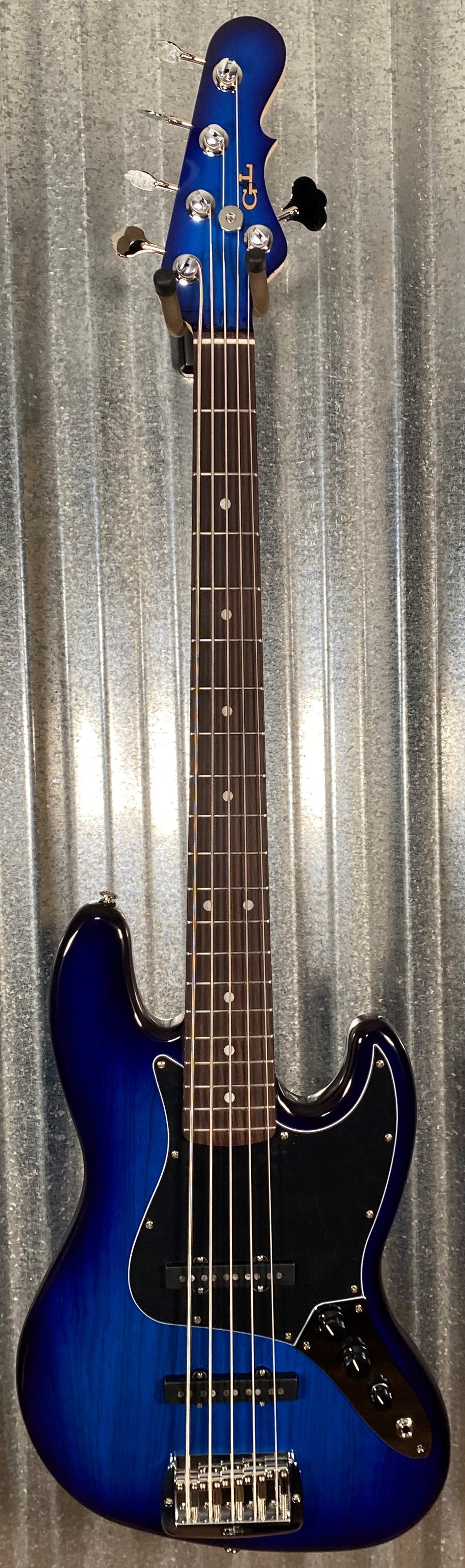 G&L USA JB-5 Blueburst 5 String Jazz Bass Rosewood Satin Neck & Case #2246
