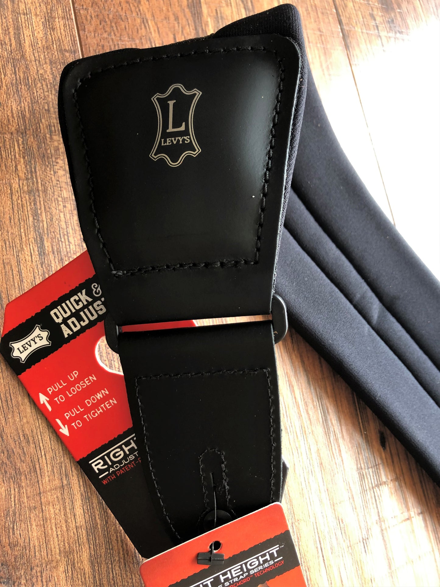 Levy's MRHNP3-BLK 3.25" Right Height Adjustable Ergonomic Guitar & Bass Strap Black