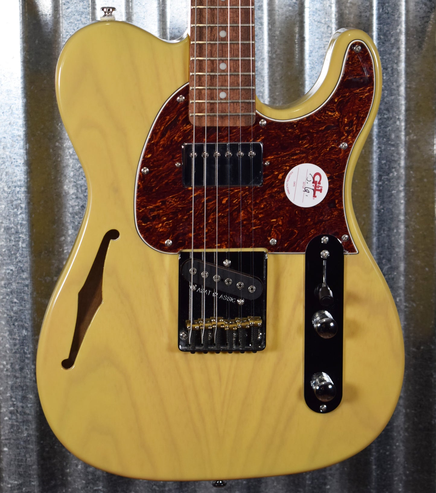 G&L Tribute ASAT Classic Bluesboy Semi Hollow Blonde Natural Neck Guitar #6083 Used