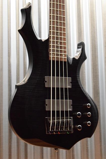 ESP LTD F-415FM 5 String Bass Flame Top Transparent Black EMG 40DC Pickups #1763