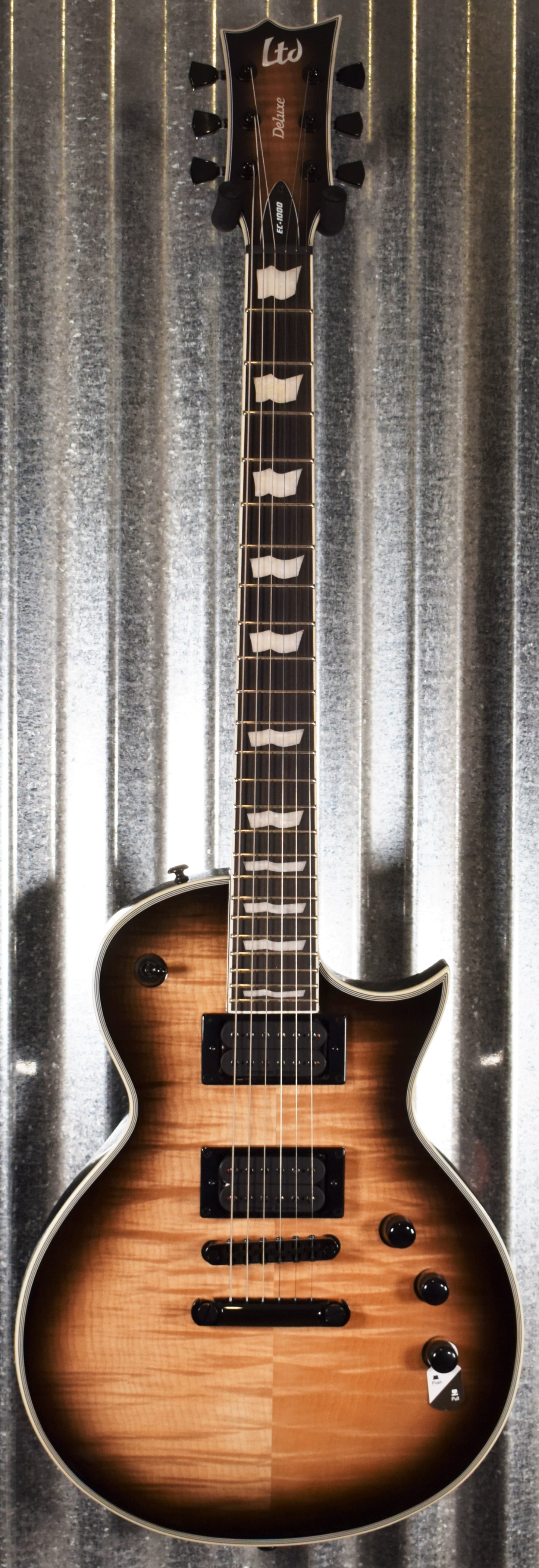 ESP LTD EC-1000T Flame Black Natural Burst Seymour Duncan Guitar LEC1000TFMBLKNB #0219 Demo