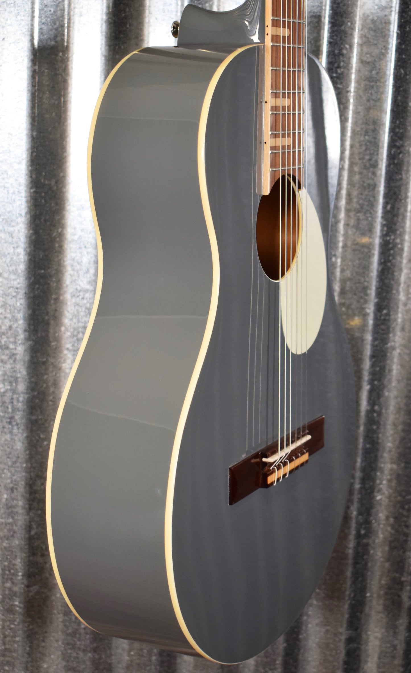 Ortega RGA-PLT Gaucho Nylon String Parlor Guitar Platinum Gray Guitar & Bag #0058