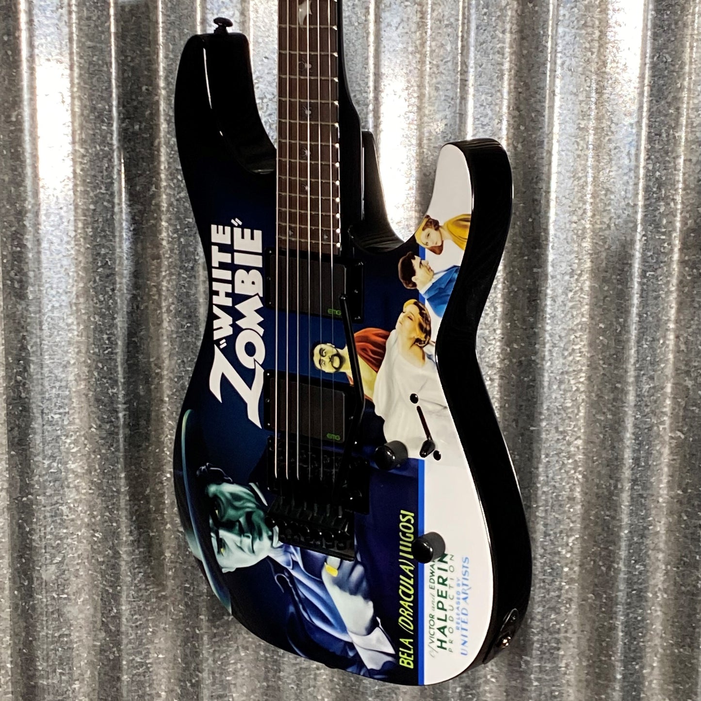 ESP LTD KH-WZ Kirk Hammett White Zombie Graphic EMG Guitar & Tombstone Case #2254 Used