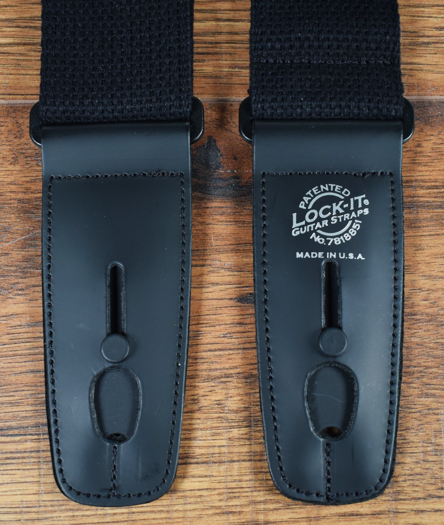 LOCK-IT Straps Cotton Series 2" Black Cotton Guitar Bass Strap 013 C2-BLK