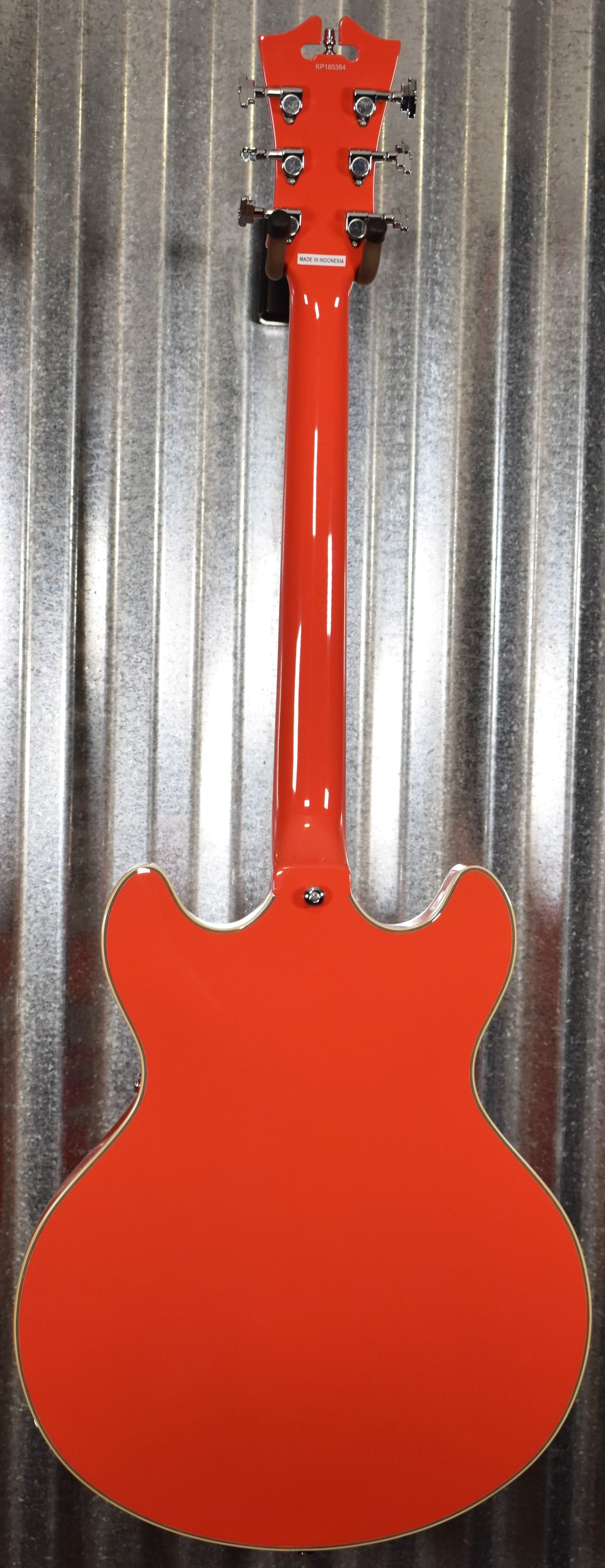 D'Angelico Premier DC Double Cut Semi Hollow Stop Bar Fiesta Red Guitar & Bag #5384