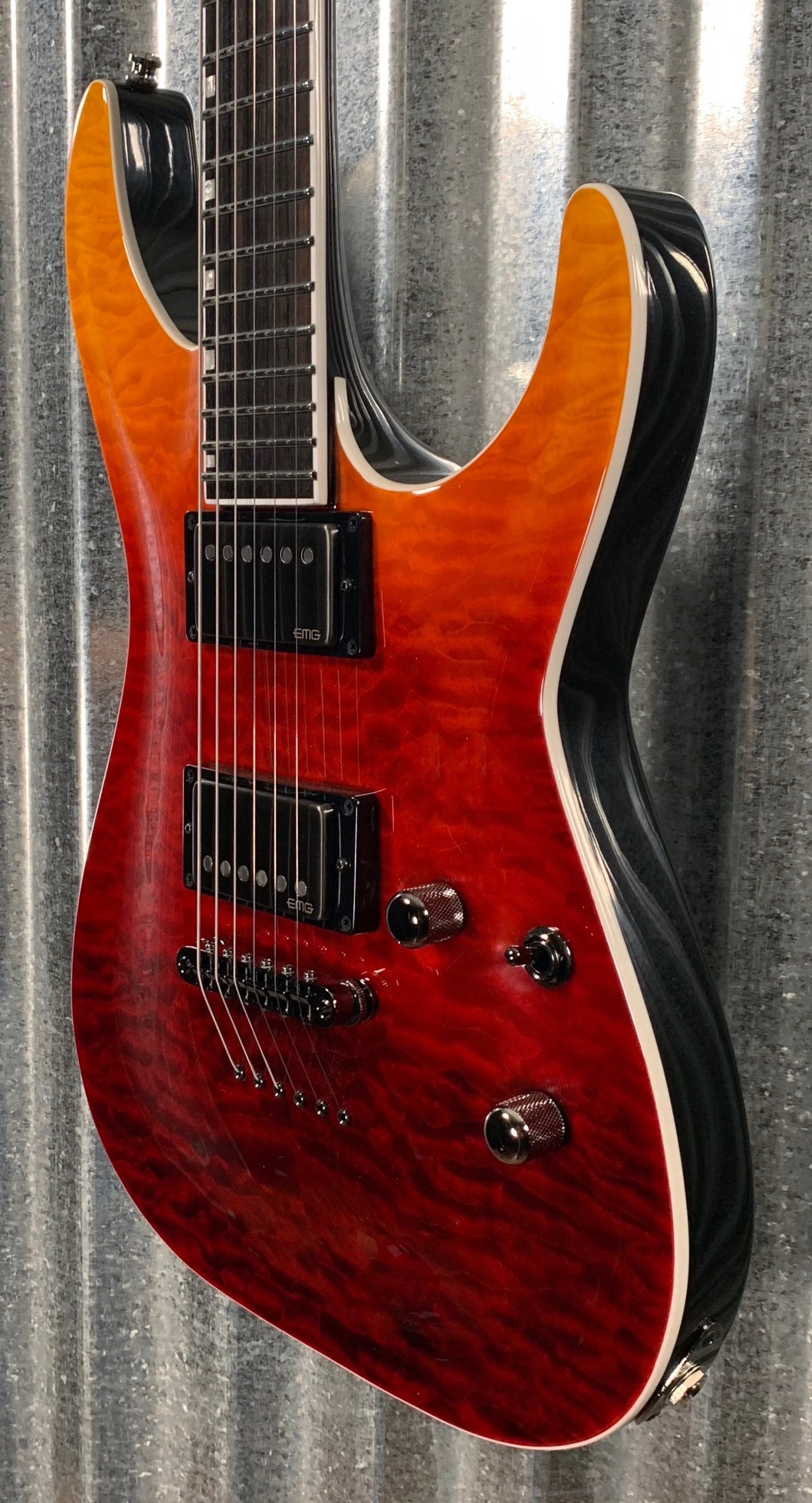 ESP E-II Horizon NT-II Tiger Eye Amber Fade EMG Guitar & Case EIIHORNTIITEAFD #1193