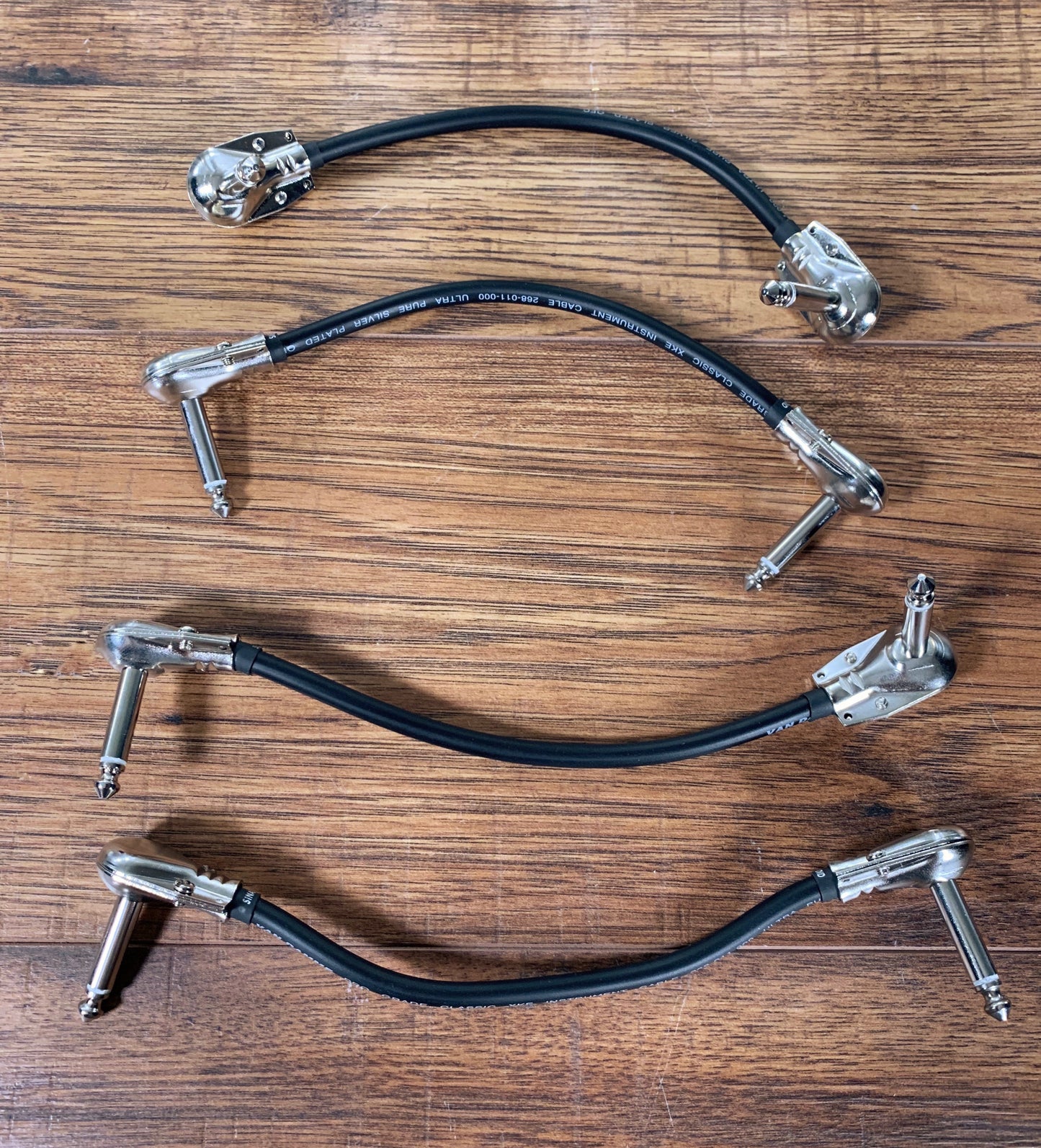 Sinasoid Short Stack Van Damme Black Flat 6" Guitar Bass Effects Pedalboard Patch Cable 4 Pack