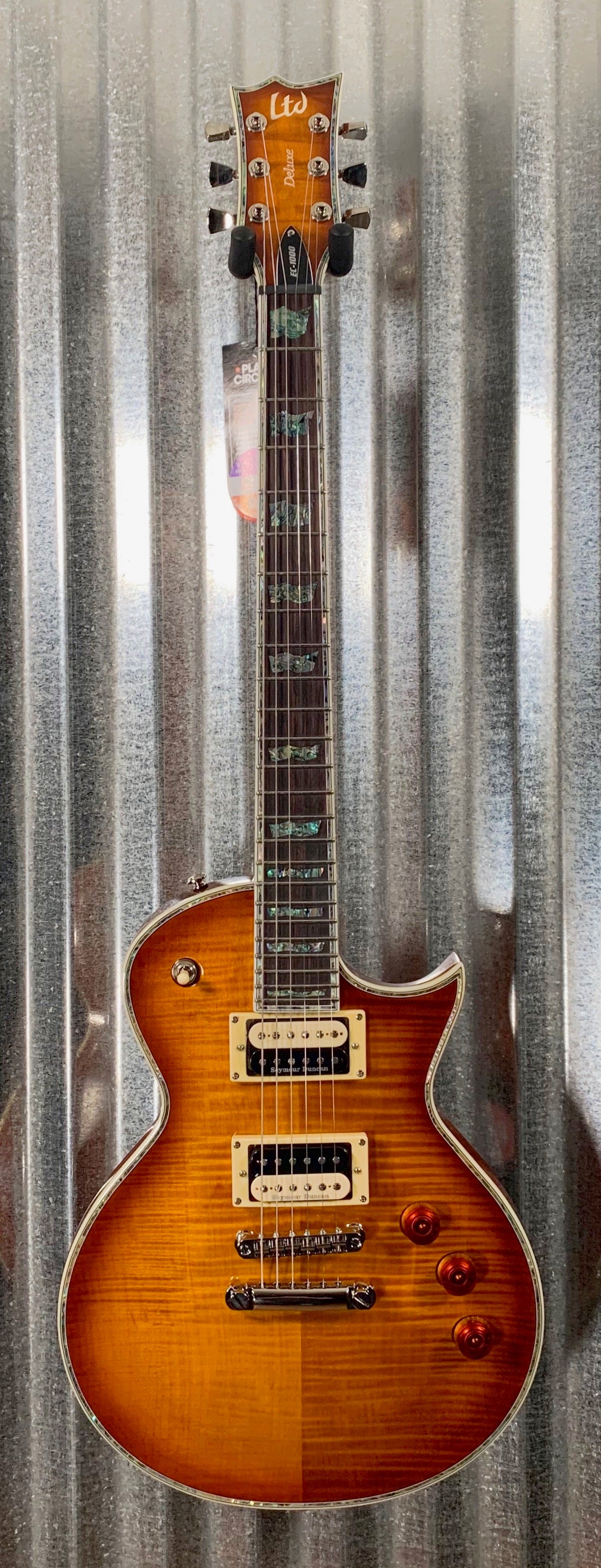 ESP LTD EC-1000 Flame Amber Sunburst Duncan Guitar & Gig Bag LEC1000ABS #0351 Demo