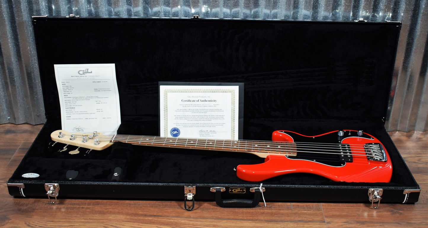G&L USA Kiloton 5 String Bass Rally Red & Case #4168