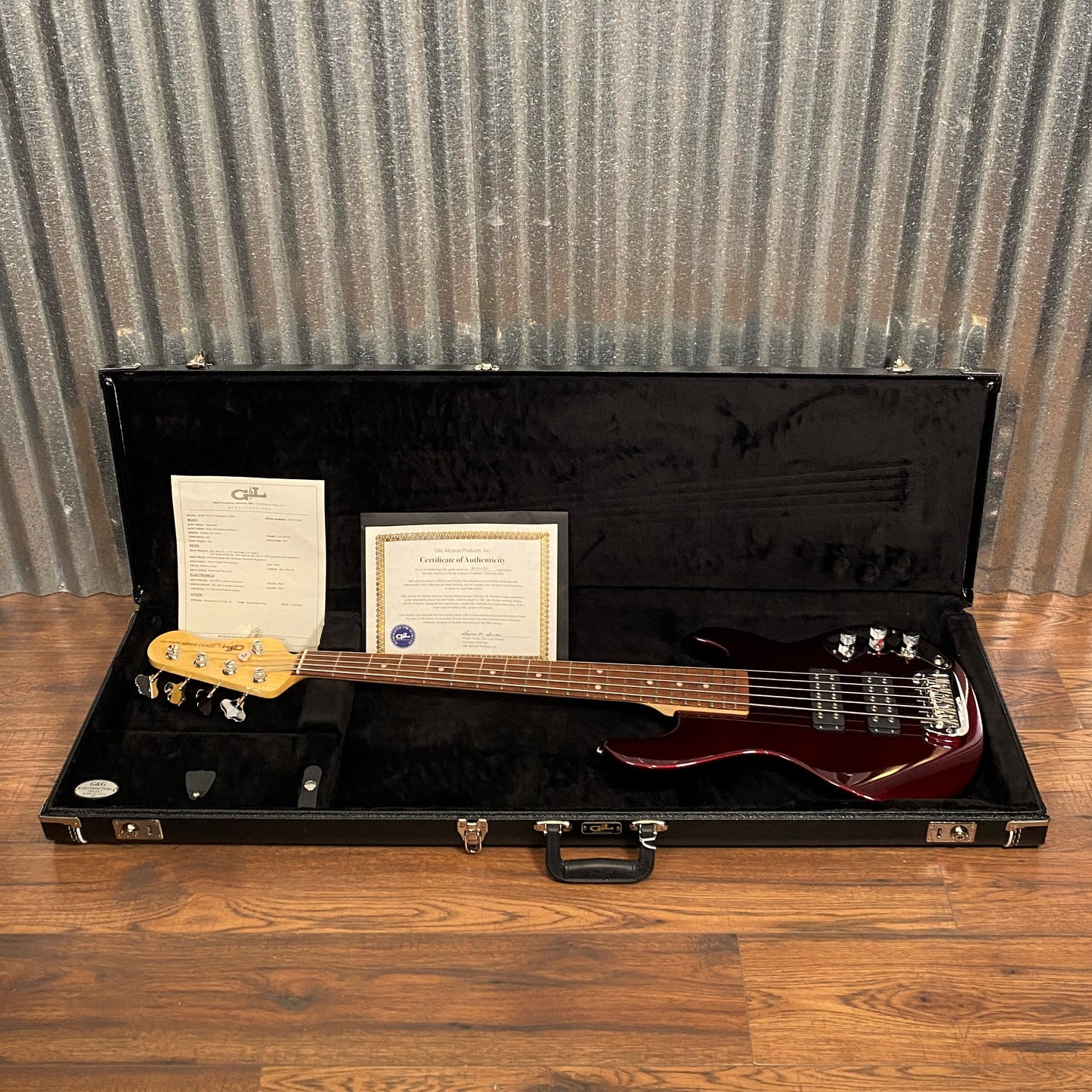 G&L USA CLF L-2500 S750 Ruby Red Metallic 5 String Bass & Case #1323