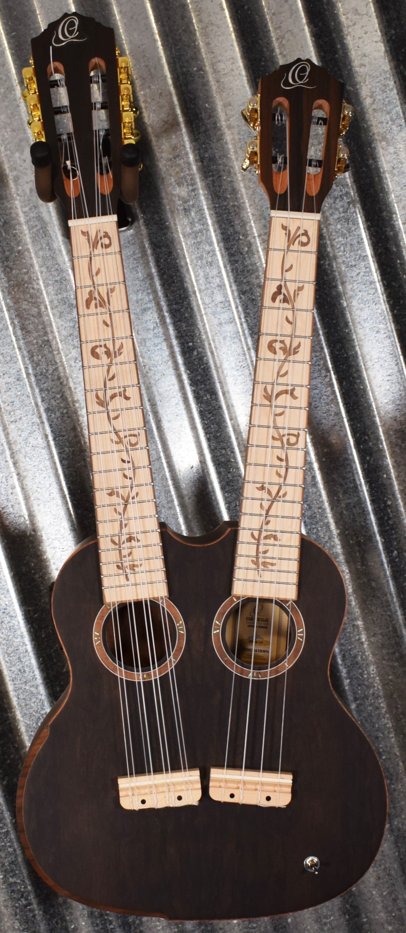 Ortega Hydra Dual Neck Acoustic Electric 8 & 4 String Tenor Ukulele Ziricote & Bag