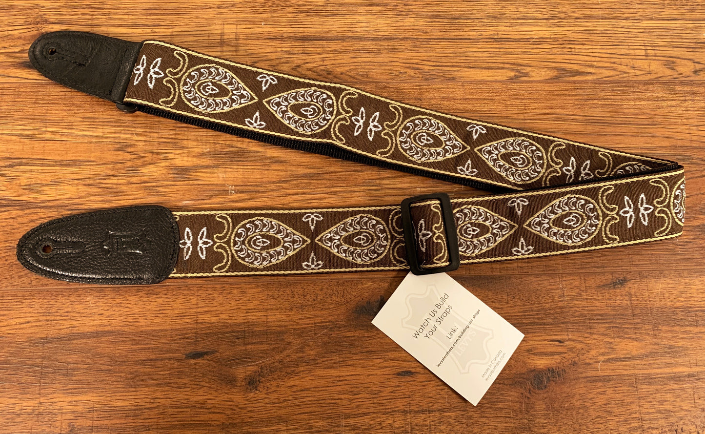 Levy's M8HT-24 2" 60's Hootenanny Jacquard Weave Guitar Strap Brown