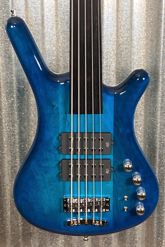Warwick German Pro Series Corvette $$ Fretless 5 String Bass LTD Edition Lagoon Blueburst & Bag #5822