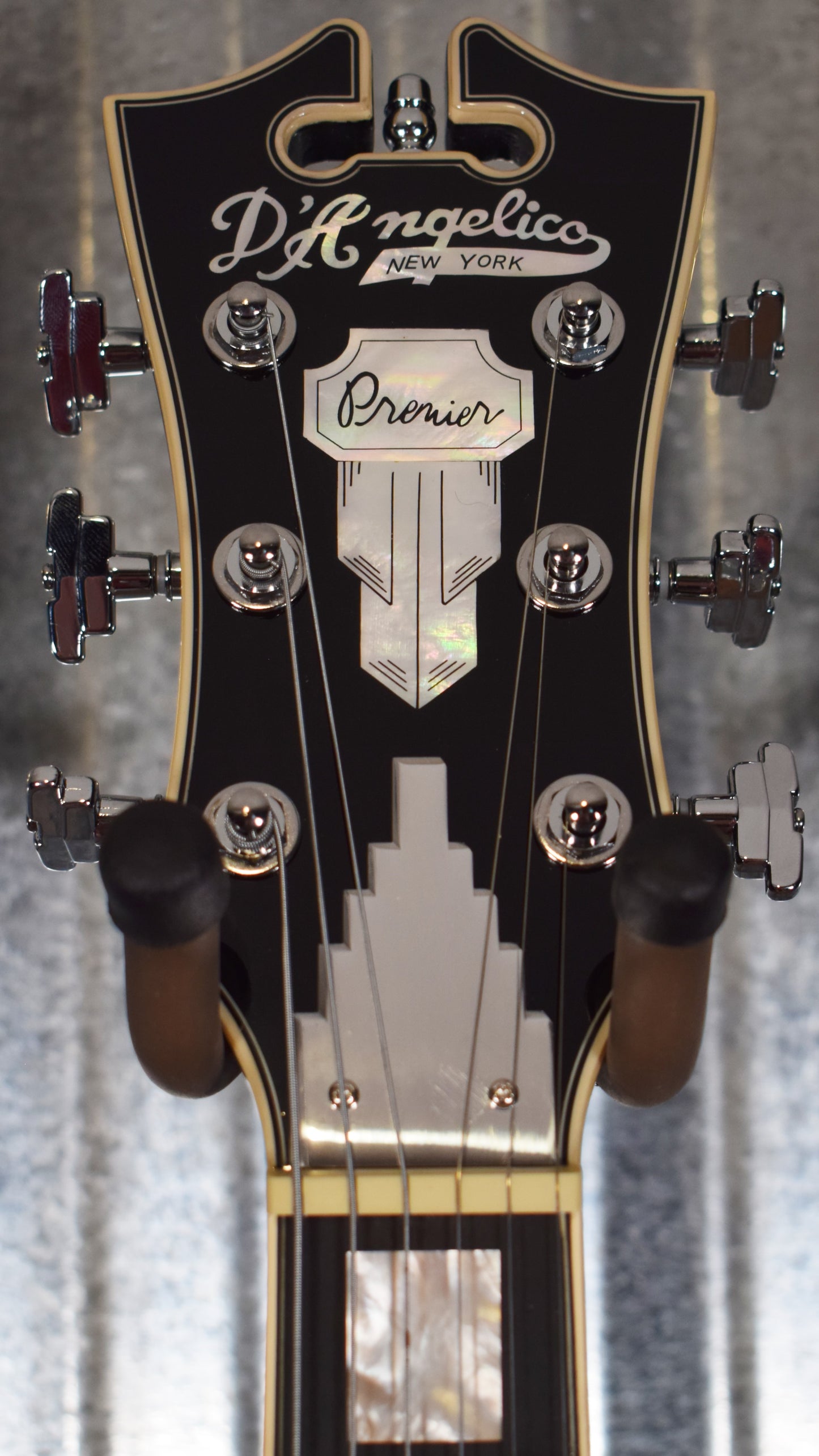 D'Angelico Premier DC Double Cut Semi Hollow Stop Bar Black Flake Guitar & Bag #1968