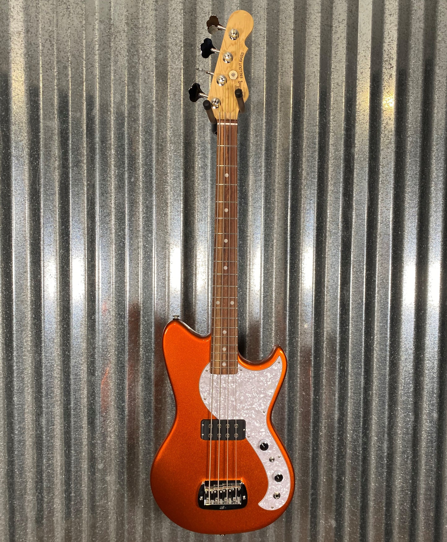 G&L USA Fullerton Deluxe Fallout 4 String Short Scale Bass Tangerine Metallic & Bag #9349
