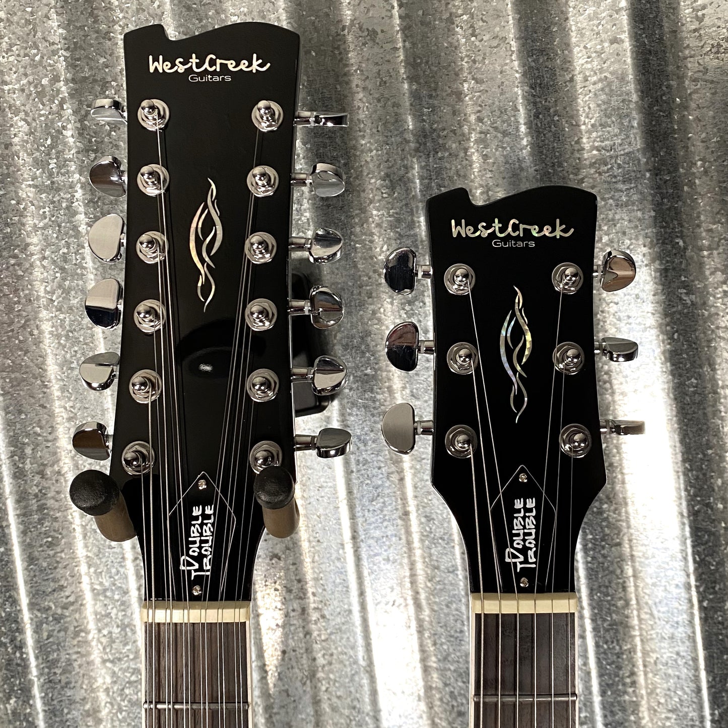 Westcreek Double Trouble Double Neck 12 String & 6 String Electric Guitar Black #0103 Used