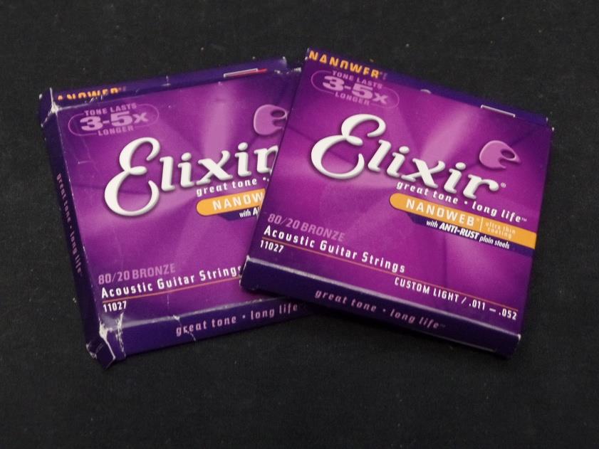 Elixir 80/20 Bronze Acoustic Guitar Strings Custom Light .011-.052 2 Pk 11027*