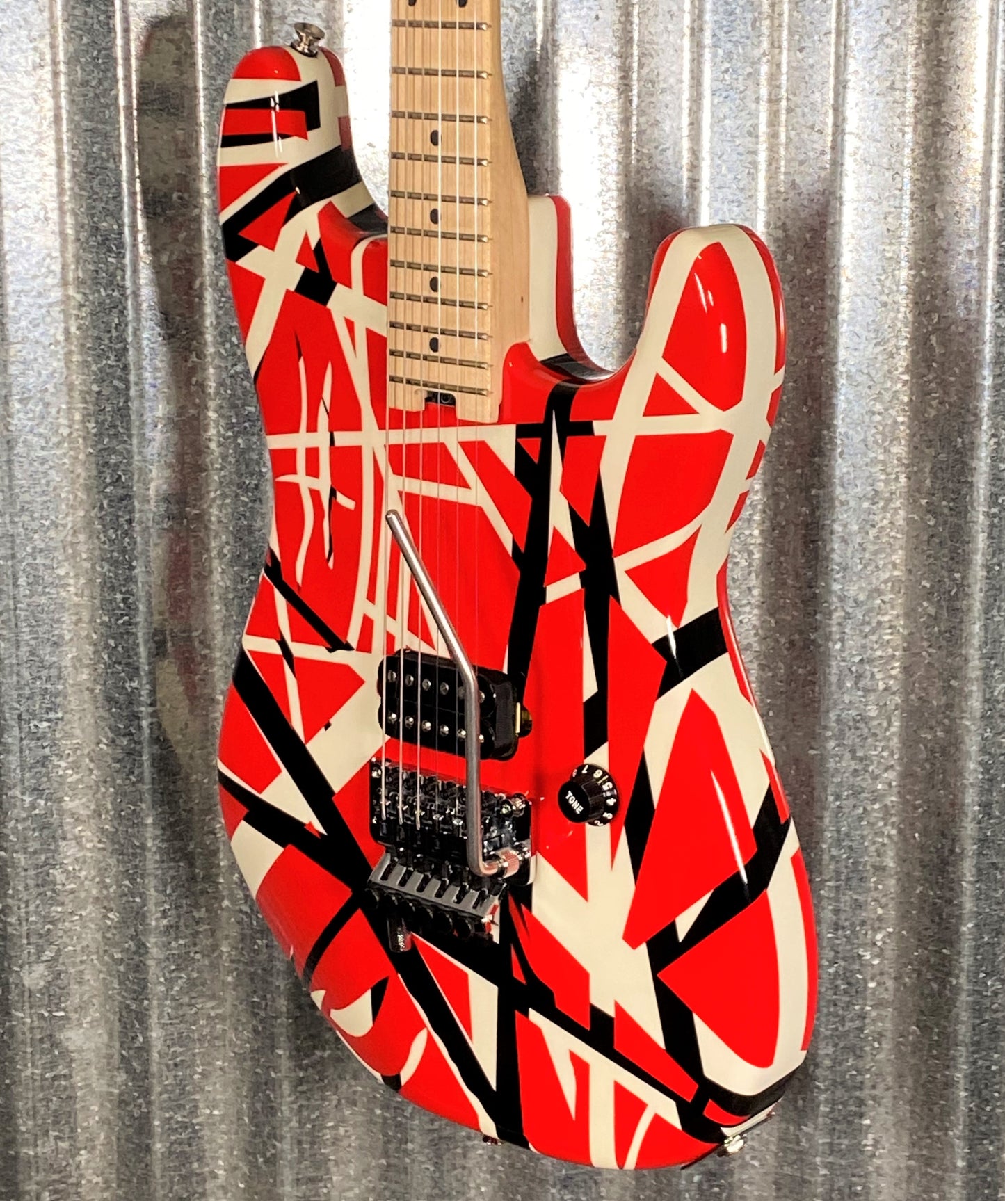 EVH Striped Series Red with Black Stripes Guitar & Case #7706 Used