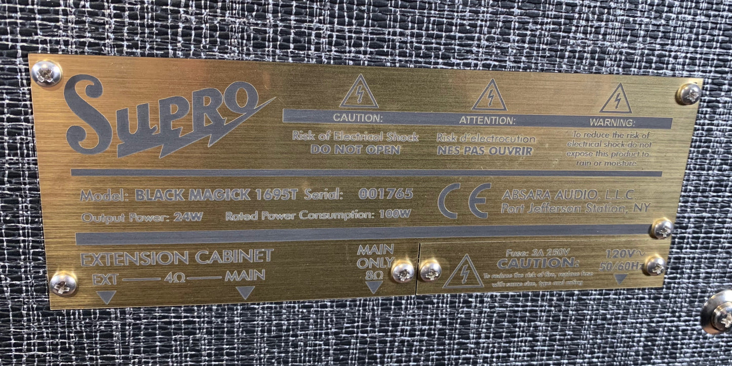 Supro 1695T Black Magick 25 Watt 1 x 12" All Tube Guitar Amplifier Combo