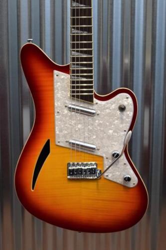 Eastwood Surfcaster Semi-Hollow Electric Guitar Flame Cherryburst & Case #1202