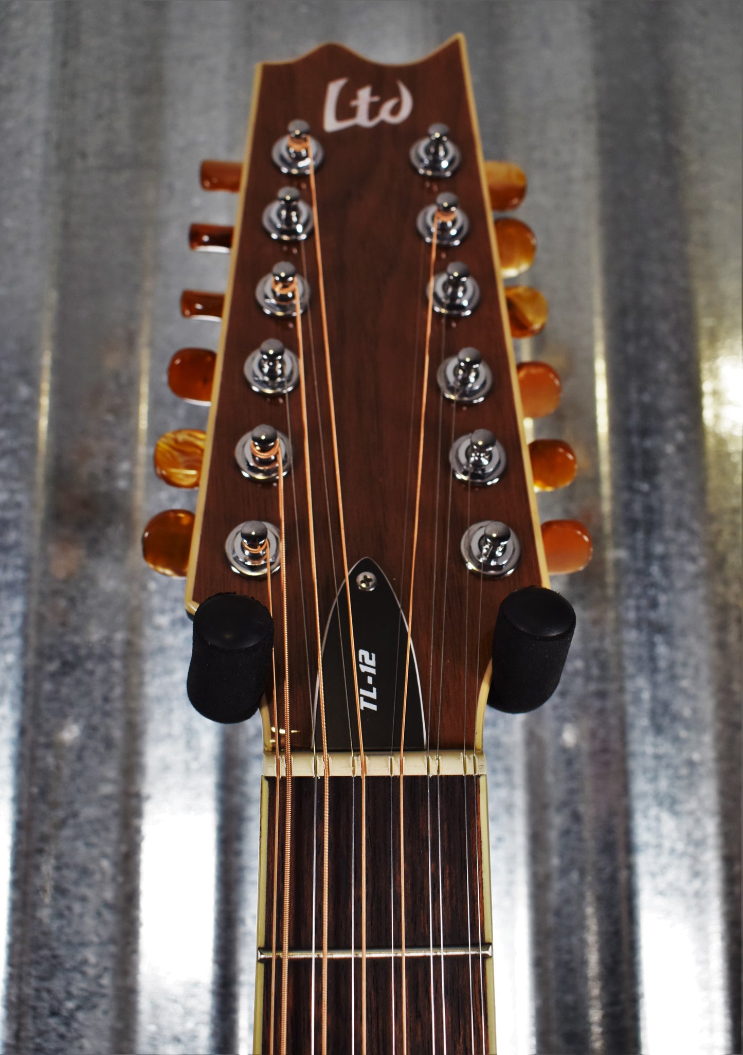 ESP LTD TL Series TL-12 Thinline Acoustic Electric 12 String Guitar Black & Case #0843