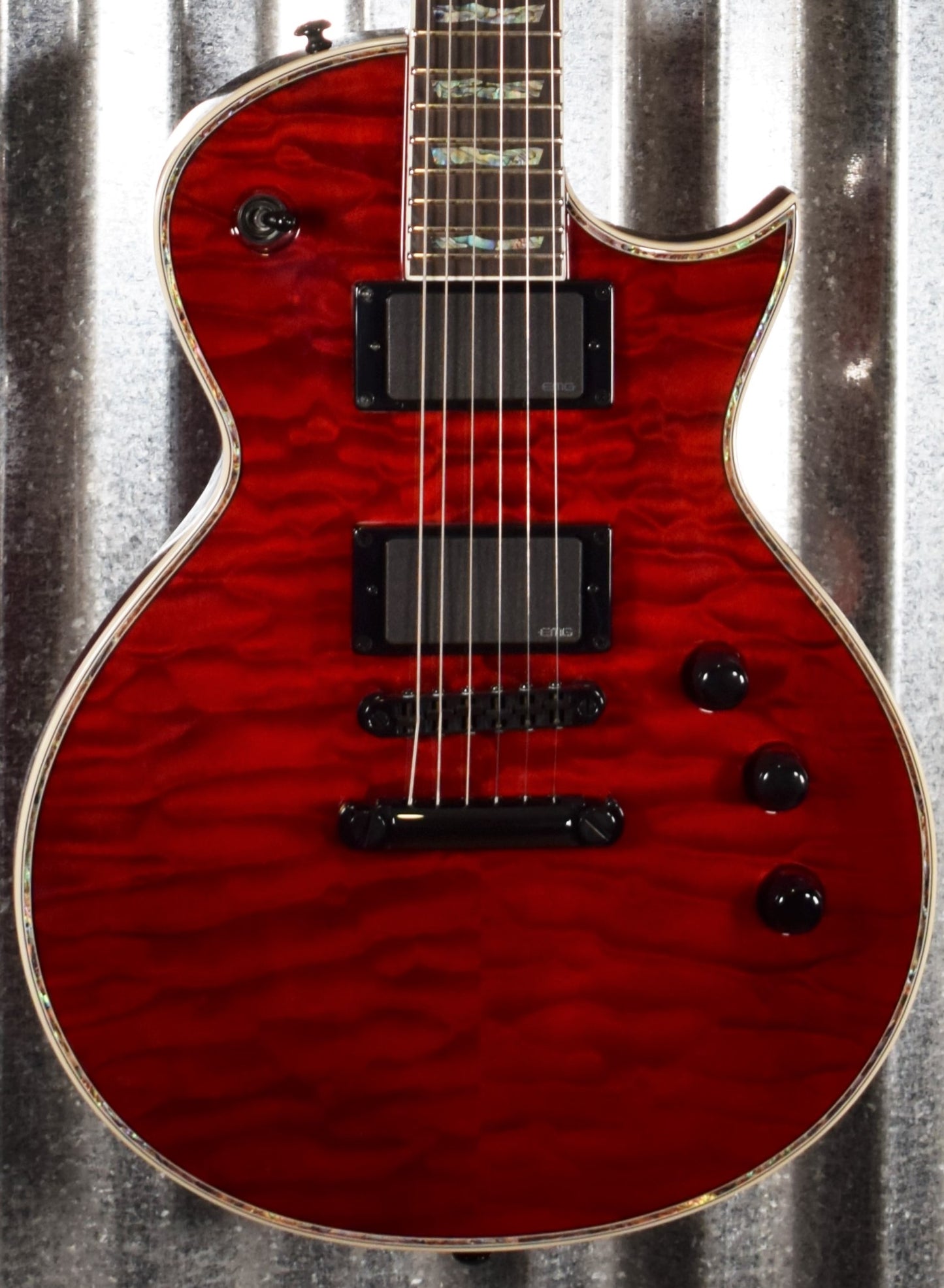 ESP LTD EC-1000 Quilt Top See Through Black Cherry EMG Guitar LEC1000STBC #1224 Demo